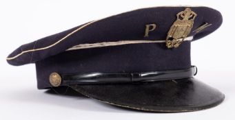 A Spanish Civil War Period Police Municipale Peaked cap with Pre-1935 MFE cap badge.