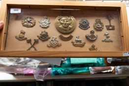 A collection of various regimental cap badges, including Welsh Guards,