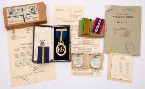 A WWII group of three, to Captain W D Morris ERD, Defence Medal ,