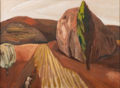 Mark Tobey (American, 1890-1976) An ox and cart on a Mediterranean country lane,