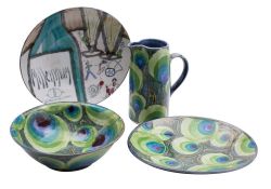 Dartington Pottery four stoneware pieces comprising a plate,