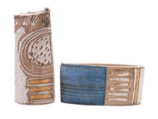 *Laurel Keeley [b. 1952] two stoneware vases of slab