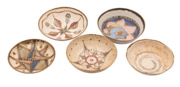 *Bernard Forrester [1908-1990] five stoneware dishes of shallow circular form,