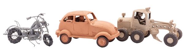 *Austin Hleza [1949 - 1997] Swaziland, a slab built pottery model of a taxi,