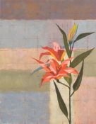 Graham Evernden (British b. 1947) Lillies II Mixed Media on Board 20 x 25.
