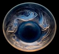 A Lalique bowl 'Ondines' of mildly opalescent form the exterior moulded with six encircling nude