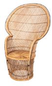 A wicker 'peacock' chair, second half 20th century; of typical form,