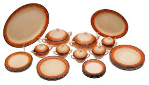 A Clarice Cliff Lynton shape part dinner service,