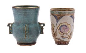 *Bernard Forrester [1908-1990] two stoneware vases one an early example of bellied oviform applied