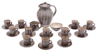 * Michael Leach [1913-1985] a stoneware coffee service comprising a coffee pot and cover,