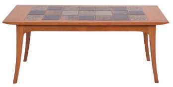An oak and ceramic tile topped coffee table, thought to be by Robin Nance of St Ives,