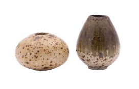 *Barbara Cass [1921-1992] two stoneware vases each with speckled decoration, incised 'B.C.