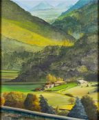 Artist Claudine Evans French Mountain Landscape Oil on Canvas 53 x 64 cm Signed lower left