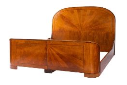 A mahogany double bed in Art Deco style,
