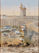 Harley Crossley [b.1936] Lynmouth Harbour a pair, both signed oils on canvas, each 38 x 28cm.