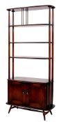 A dark elm 'Giraffe' room divider, by Ercol,