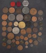 A collection of tokens, Jeltons and stamped coins including Agricultural tokens, forgeries,
