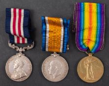 A WWI Military Medal group of three to '202155 Pte W J Couch R 4/R Berks R', Military Meda ,