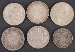 A 1922 and 1923 Swiss 5 francs,