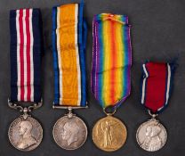 A WWI Military Medal group of four to '24832 Pte S J Rabbage 10'D of Corn LI', Military Medal ,