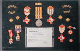 A Voluntary Medical Service Medal with two bars and Red Cross Society Medal (Devonshire) group to
