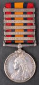 A Queen's South Africa Medal (ghost dates) with six clasps to '2550Cpl J Curran 1st Yk & Lanc Regt'