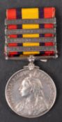 A Queen's South Africa Medal with four clasps to '7372 Pte E White V Co Derby R'