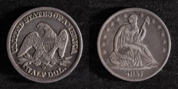 A USA half Dollar, 1857 (o).
