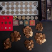 A medal trunk containing mixed coinage etc.