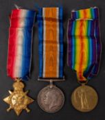 A WWI trio to 'G-555 Pte A D Packer Midd'x R', 1914 Star, War Medal and Victory Medal.