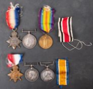 Two WWI trios '5340 Pte. D.W Tait RAMC', 1914 Star, War Medal, and Army LSGC '91558 Dvr, A.