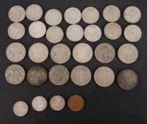 A bag of pre 1947 silver coins some higher grades.