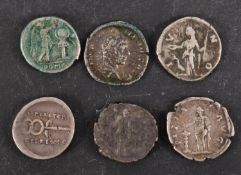 Six Roman coins including Republic Denarius