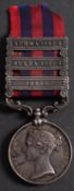 A Victorian India General Service medal with three clasps to 'Captain W J Sinclair Campbell',