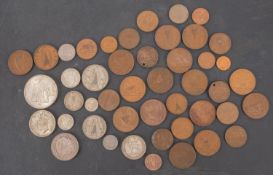A group of Irish coins including a silver half crown Florin,