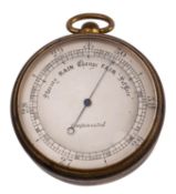 A 19th century gilt brass compensated pocket barometer, unsigned.