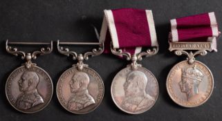 Three Edward VII and a George VI Army Long Service and Good Conduct Medals.