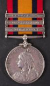 A Queen's South Africa medal with three clasps to '15250 Pte R C Engledow RAMC'