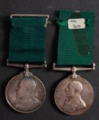 Two Edwardian Volunteer Long Service Medals.