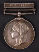 An East and West Africa Medal with Witu 1890 clasp to ' W A Peachy AB HMS Turquoise'