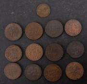 Thirteen various tokens including Anglesey,