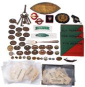 A collection of raliwayana, including GWR and BR copper Pay Check Tokens, buttons ,