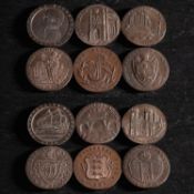 Six high grade 18th Century halfpenny tokens.