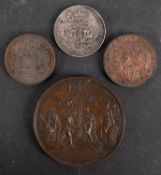 A 60mm Victorian copper 1837 Coronation medallion,