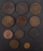 Cornwallis penny token, 1794, Woodbridge Almshouse token with start navigation token North Wales,
