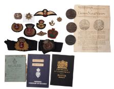Two Lusitania Commemorative medallions, together with a group of miscellaneous militaria ,