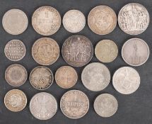 A group of mainly silver German coins including three German East Africa rupees, 1891,