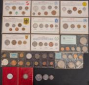Mixed world coin sets including silver 1915 Portuguese Escudo, 1899 Portuguese 100 reis etc.
