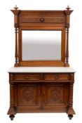 A Continental, probably Flemish, oak and marble mounted dressing chest,