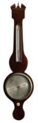 A mahogany wheel barometer the eight-inch round silvered dial engraved with usual barometer
